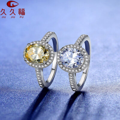 Nhà sản xuất bán buôn nhẫn kim cương hình quả trứng đặc biệt bằng bạc 925 kiểu Nhật Bản và Hàn Quốc cổ điển phù hợp với ngón tay hình quả trứng màu