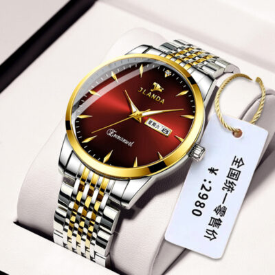 Đồng Hồ Nam Jinlangda Business Classic Lịch Đôi Đồng Hồ Thạch Anh Dạ Quang Đồng Hồ Nam Thép Không Gỉ Cao Cấp Chống Thấm Nước