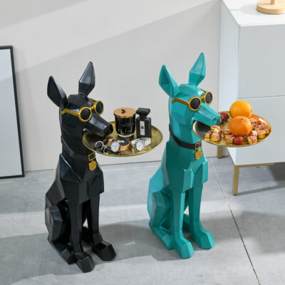 Sáng tạo welcome khổ lớn đồ trang trí từ trần đến sàn chó đeo kính khay đựng chó Doberman khai trương tân gia quà tặng nhà mới