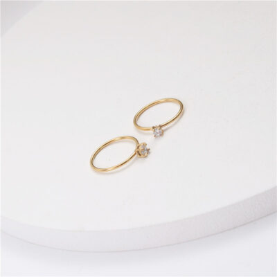 Rửa tay không nhặt vàng 18k đơn giản cá tính nhẫn kim cương mỏng nối đẹp nhẫn đuôi nhẫn ins