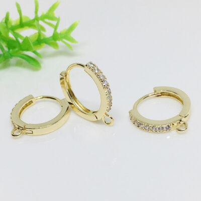 Bông tai vàng 14k giữ màu bông tai bằng đồng thau khảm vi zircon bông tai không gây dị ứng làm bằng tay chất liệu tự làm phụ kiện khóa tai