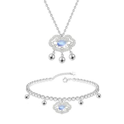 BaObAo thiết kế ban đầu bạc 925 nhẹ nhàng chuông moonstone khóa an toàn túi vòng cổ hốc ins vòng tay nữ