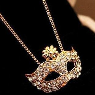 C110 Phiên Bản Hàn Quốc Trang Sức Tinh Tế Mặt Nạ Cáo Kim Cương Đá Vòng Cổ Hoa Ngắn Xương Đòn Dây Chuyền Áo Len Dây Chuyền