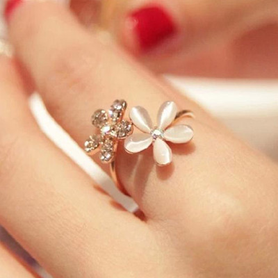 D020 Phiên Bản Hàn Quốc Đá Opal Hoa Nhẫn Có Thể Điều Chỉnh Cho Nữ Hoa Cúc Nhỏ Vòng Mở Nhẫn