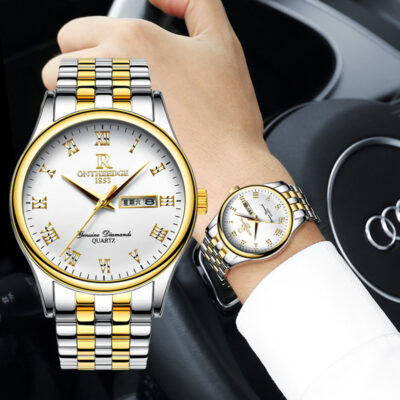 Ruizhiyuan chính hãng chống thấm nước kinh doanh vành đai thép không gỉ thạch anh đồng hồ nam đồng hồ nữ đồng hồ sinh viên đồng hồ nam đồng hồ đẹp