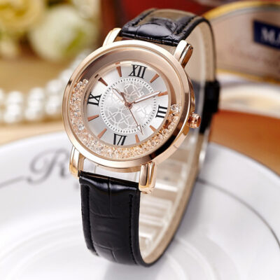 Thương mại nước ngoài bán nóng AliExpress cung điện rhinestone da sáng trượt đồng hồ kim cương thạch anh đồng hồ nữ tay trượt đồng hồ kim cương 77