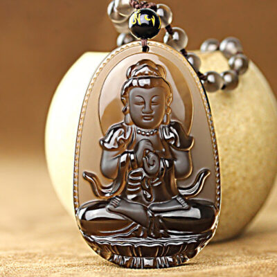 Đá pha lê giả obsidian tám vị thánh bảo trợ 12 cung hoàng đạo giáng sinh Phật trà pha lê nam nữ mặt dây chuyền thời trang