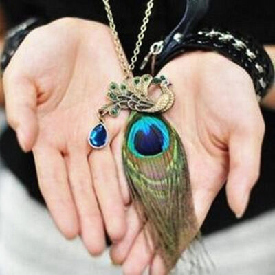 Bohemian Phong Cách Dân Tộc Lông Công Vòng Cổ Nữ Retro Vòng Cổ Kim Cương Tua Dài Áo Len Dây Chuyền Phụ Kiện
