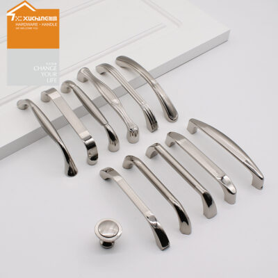 Tay nắm cửa tủ hợp kim kẽm hiện đại màu Inox tối giản hiện đại ngăn kéo tủ hai màu tủ quần áo tay cầm nhỏ chắc chắn