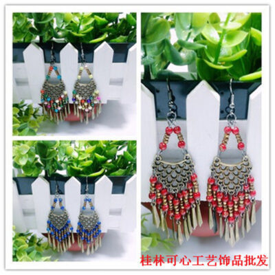 Bán Chạy Nhất Phong Cách Dân Tộc Trang Sức Cổ Bông Tai Đá Quý Cung Điện Bông Tai Retro Thời Trang Dài Bông Tai Bông Tai Bán Buôn