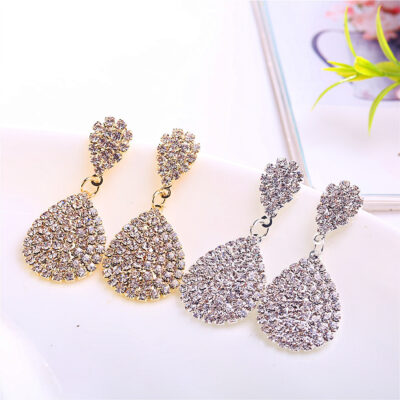 A1225 AliExpress Kim Cương Giả Móng Vuốt Dây Chuyền Giọt Nước Bông Tai Âu Mỹ Ngoại Thương Thời Trang Cô Dâu Phụ Kiện Nữ