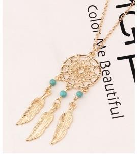 X07 Thời Trang Âu Mỹ Dream Catcher Vòng Cổ Lông Vũ Xanh Ngọc Xương Đòn Mặt Dây Chuyền Tính Khí Vòng Cổ AliExpress Ebay Vụ Nổ