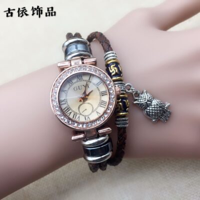 Thượng Hải Guyi Trang sức Thắt lưng Kim cương Da bò Nữ Đồng hồ thạch anh Đồng hồ đeo tay bằng da Học sinh Điểm thu hút khách du lịch Đồng hồ da bán chạy nhất