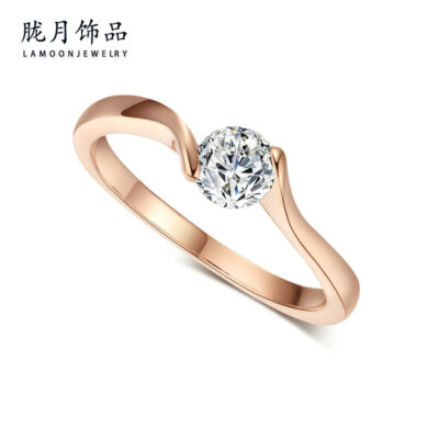 Trang sức thời trang xuyên biên giới nhẫn cưới một lớp đơn giản cổ điển khảm trái tim và mũi tên zircon nhẫn nữ mạ vàng bán buôn