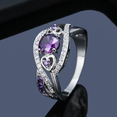 Sáng Tạo Hình Trái Tim nạm Kim Cương Đồng Nguyên Chất Nhẫn Thời Trang Tinh Tế Nhẫn Cưới Người Yêu Tặng Nhà Sản Xuất Điểm Bán Buôn