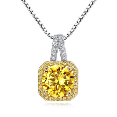 Thương mại nước ngoài ebay nóng bán đồ trang sức mới phòng thời trang Hàn Quốc vàng zircon vuông mặt dây chuyền kim cương vòng cổ nữ vòng cổ xương đòn