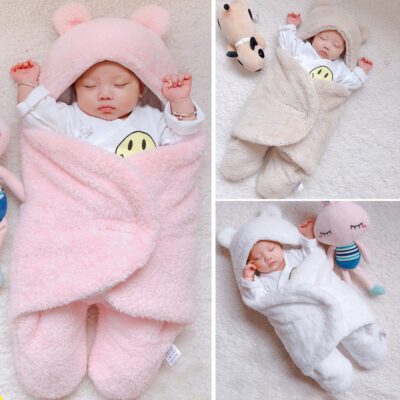 Cotton bé sơ sinh ôm chăn Thục bông nhung thu đông dày dặn đi ra ngoài công dụng kép chăn quấn tã đồ dùng cho bé