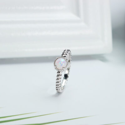 Mới Bán Chạy Nhất Trứng Ngỗng Nhẫn Âu Mỹ Phổ Biến Trang Sức Nữ Cá Tính Kim Cương Opal Nhẫn Nhẫn Bạc Retro