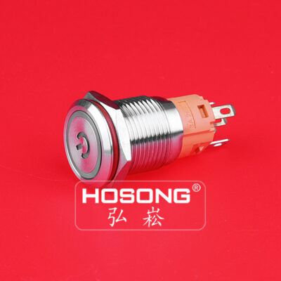 Công tắc nút kim loại thương hiệu Hongsong 16mm tự khóa tự cài đặt lại có đèn 12V 24V 36V