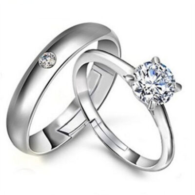 Âu Mỹ Tay Trang Trí Thời Trang Mở Nhẫn Cặp Nhẫn Nữ Zircon Kim Cương 6 Móng Vuốt Vương Miện Nhẫn Cưới Tay Trang Sức Bán Buôn