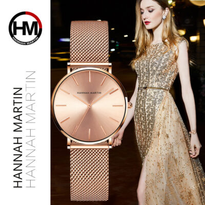 Đồng hồ đeo tay thạch anh chất lượng cao Nhật Bản 2035 32mm Tmall Amazon thời trang nữ dây lưới thép không gỉ