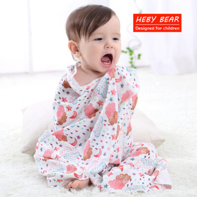 【110*94CM】HEBY BEAR / Hippie Bear Baby Cotton Mỏng Chăn mùa hè Chăn ôm sơ sinh