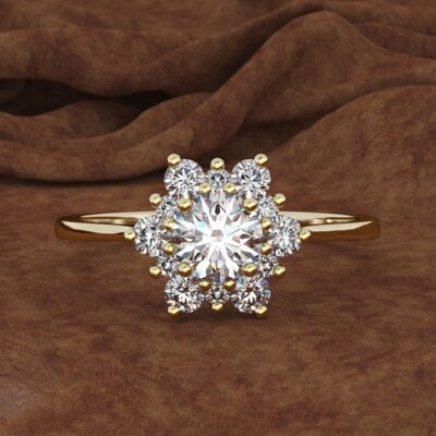 Zhenrong chúc nhẫn bông tuyết kim cương sáng tạo mới dành cho phụ nữ Âu Mỹ mạ vàng 18k nhẫn kim cương mô phỏng vàng hồng