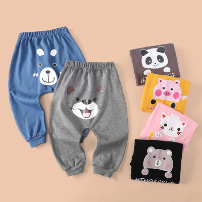 2021 Mới Quần Trẻ Em Xuân Thu Áo Hậu Cung Quần Bé Trai Và Bé Gái Màu Trơn Lớn PP Quần Cotton quần Dài