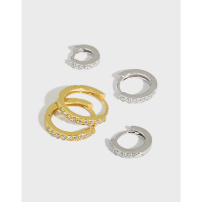 104 Phiên bản Hàn Quốc của thiết kế thích hợp ins cảm giác đơn giản và linh hoạt mini kết cấu zircon kim cương siêu nhỏ khảm bạc S925 cho nữ