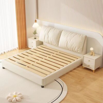 Ngôi nhà đơn giản hiện đại Phòng ngủ chính 1,5 căn hộ nhỏ nhẹ nhàng sang trọng Giường cưới 1,2m Công nghệ vải đôi Giường gỗ nguyên khối