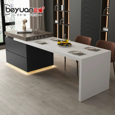 Bàn đảo phiến đá cao cấp một mảnh có thể thu vào nhẹ nhà sang trọng lộn ngược căn hộ nhỏ mở thanh trung tâm bảng hướng dẫn