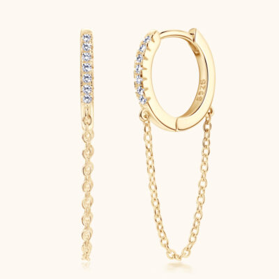 Xuyên biên giới ngoại thương thời trang cá tính Bông tai kim cương Moissanite tua rua bông tai chuỗi cao cấp niche bông tai bạc S925