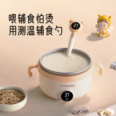 Phoebe Baby Màn hình hiển thị kỹ thuật số Muỗng đo nhiệt độ Muỗng silicone cho bé uống nước Bộ đồ ăn cho trẻ ăn Bộ đồ ăn bổ sung Muỗng cảm biến nhiệt độ thức ăn