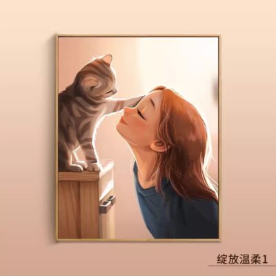 Bắc Âu Phòng Khách Bức Tranh Tường Hiện Đại Tối Giản Chữa Bệnh Đầu Giường Của Cô Gái Dễ Thương Nhân Vật Phòng Ngủ Tranh Phòng Trẻ Em Tranh Trang Trí