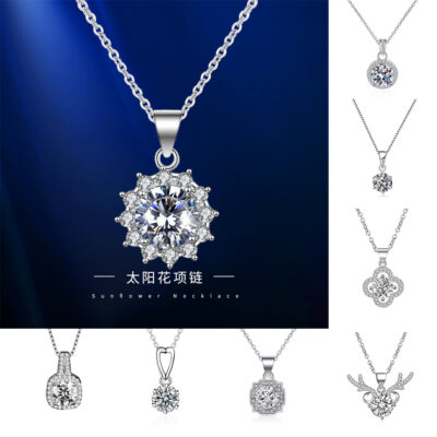 Phong Cách Âu Mỹ Thời Trang Ánh Sáng Sang Trọng Thích Hợp Thiết Kế Mô Phỏng Moissanite Nơ Kim Cương Đính Đá Zircon Vòng Cổ Mặt Dây Chuyền Nữ Bán Buôn