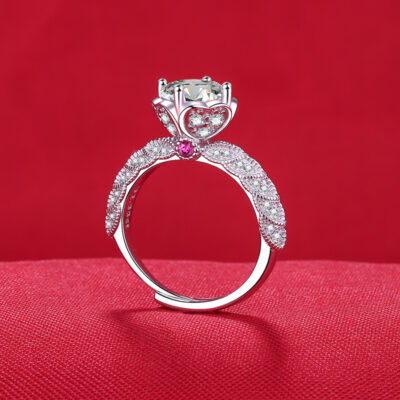 Sống Giả Moissanite Tám Trái Tim Và Mũi Tên Nữ Thần May Mắn Nhẫn Nữ Thời Trang Nụ Sống Miệng Có Thể Điều Chỉnh Đề Nghị Nhẫn Đứng Kim Cương