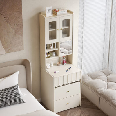 Bàn trang điểm phòng ngủ tối giản hiện đại kem gió bàn trang điểm lưới nhỏ màu đỏ cạnh giường ngủ phân trang điểm tủ lưu trữ