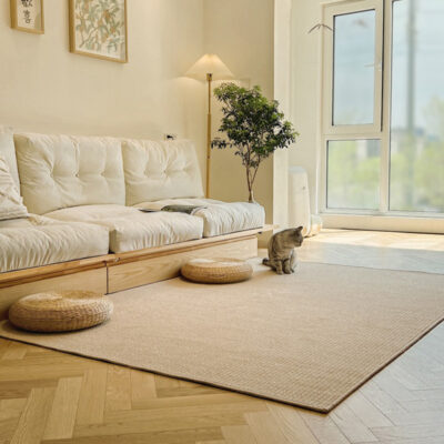 Phong cách màu kem hiện đại thảm màu ấm áp phòng khách sofa bàn trà phòng ngủ có thể giặt được bụi bẩn và thảm trải sàn diện tích lớn chống mài mòn