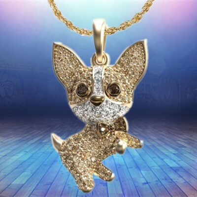 Haojie Temu quốc tế mới bán chạy dễ thương chó corgi cá tính động vật hoang dã nam nữ vòng cổ zircon phụ kiện