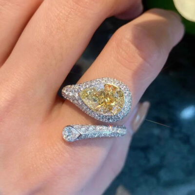 Trang sức cao cấp topaz nhóm nhẫn zircon đính kim cương nữ tinh tế khí chất trang sức tay nhẫn ngón trỏ đa năng phát sóng trực tiếp