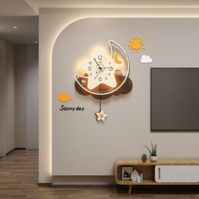 2023 mới đồng hồ treo tường đơn giản hiện đại nhà thời trang trang trí đồng hồ phòng khách nhà hàng sáng tạo lưới đỏ đồng hồ treo tường