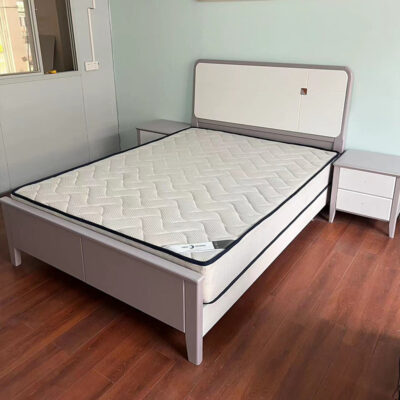 Giường đôi gỗ đặc Phòng ngủ đơn giản kiểu Bắc Âu Giường lớn 1,5/1,8 mét Giường hôn nhân dành cho người lớn có lưng mềm Xưởng sản xuất nội thất Nam Khang