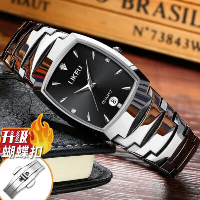 Đồng hồ nam mặt vuông thạch anh chống thấm nước đồng hồ nam công sở sinh viên thời trang Hàn Quốc phi cơ đồng hồ nam thép vonfram màu