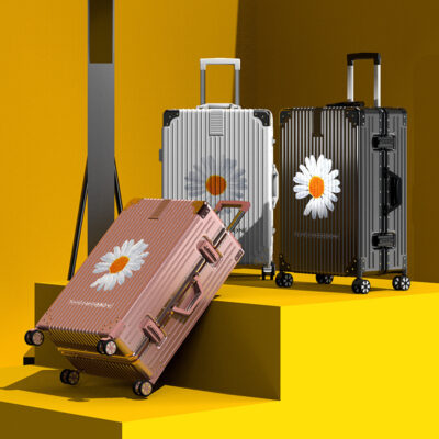 Vali hợp thời trang vali khung nhôm xe đẩy bánh xe đa năng 20 inch nhỏ học sinh nam và nữ 24 mật khẩu bao da 28