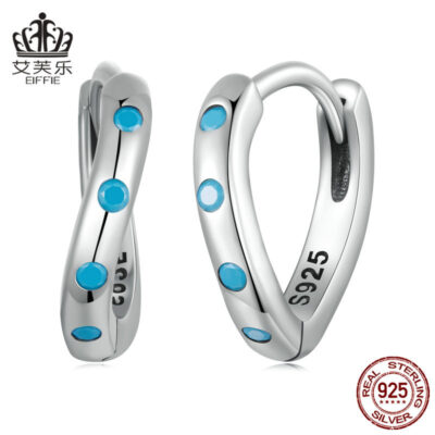 Aifle phong cách Âu Mỹ thời trang đơn giản phù hợp với mọi lứa tuổi bông tai s925 sterling bạc ngọc lam gợn sóng bông tai bông tai trang sức