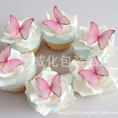 Nhỏ tươi xuất khẩu in giấy gạo nếp bán chạy nhất in giấy bánh quế bướm hồng gạo nếp bướm lạnh trang trí món ăn