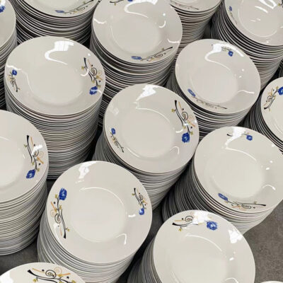 Nhà máy bán buôn đĩa ăn bằng sứ sáng tạo cặp đĩa súp hoa đĩa đính tấm ngoại thương xuất khẩu sang Trung Đông