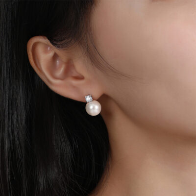 S925 Bạc Ngọc Trai Bông Tai Nữ Tính Cao Cấp Hốc Zircon Mới Phong Cách Trung Hoa Mùa Hè Bông Tai Bông Tai Bán Buôn