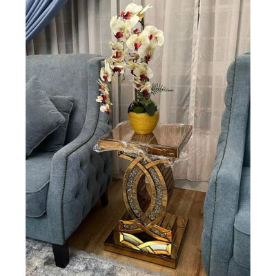 2023 Bán Nóng Ánh Sáng Sang Trọng Gương Đôi C Kính Kim Cương Giả Vuông Hội Nghị Nhỏ Mặt Bàn Bàn Phòng Khách Nhà