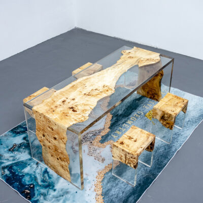 Bàn hội nghị sáng tạo nhựa epoxy bàn sông gỗ nguyên khối bảng lớn bàn trà bàn cà phê cây dương bàn gỗ